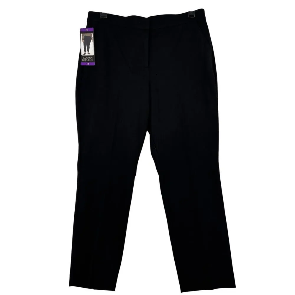 Banana Republic Pont Knit Pant Womens Size 14 Black High Rise Stretch Minimalist - Picture 2 of 15